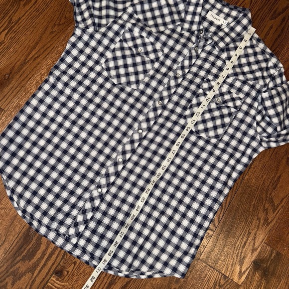 Tecovas Long Sleeve Pearl Snap Shirt Men's Large Blue White Plaid Cotton - Picture 4 of 6